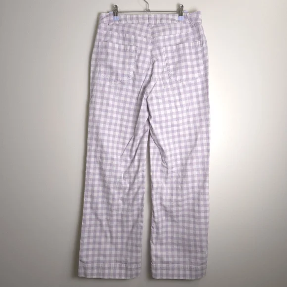 OLD NAVY Retro Gingham High-Waisted Cropped Wide-Leg Chino Pants 10 Tall - Picture 6 of 10